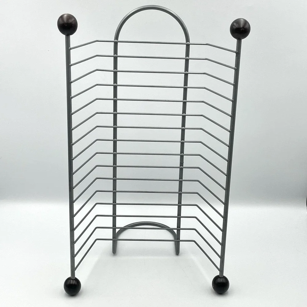 DVD Storage Rack Holder 16 Disc Metal Gray Freestanding Organizer Stand 15